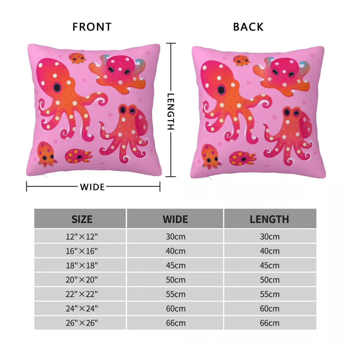 Polka Dot Octopus Pink Square Pillowcase Polyester Linen Velvet Pattern Zip Decor Pillow Case Sofa Cushion Cover