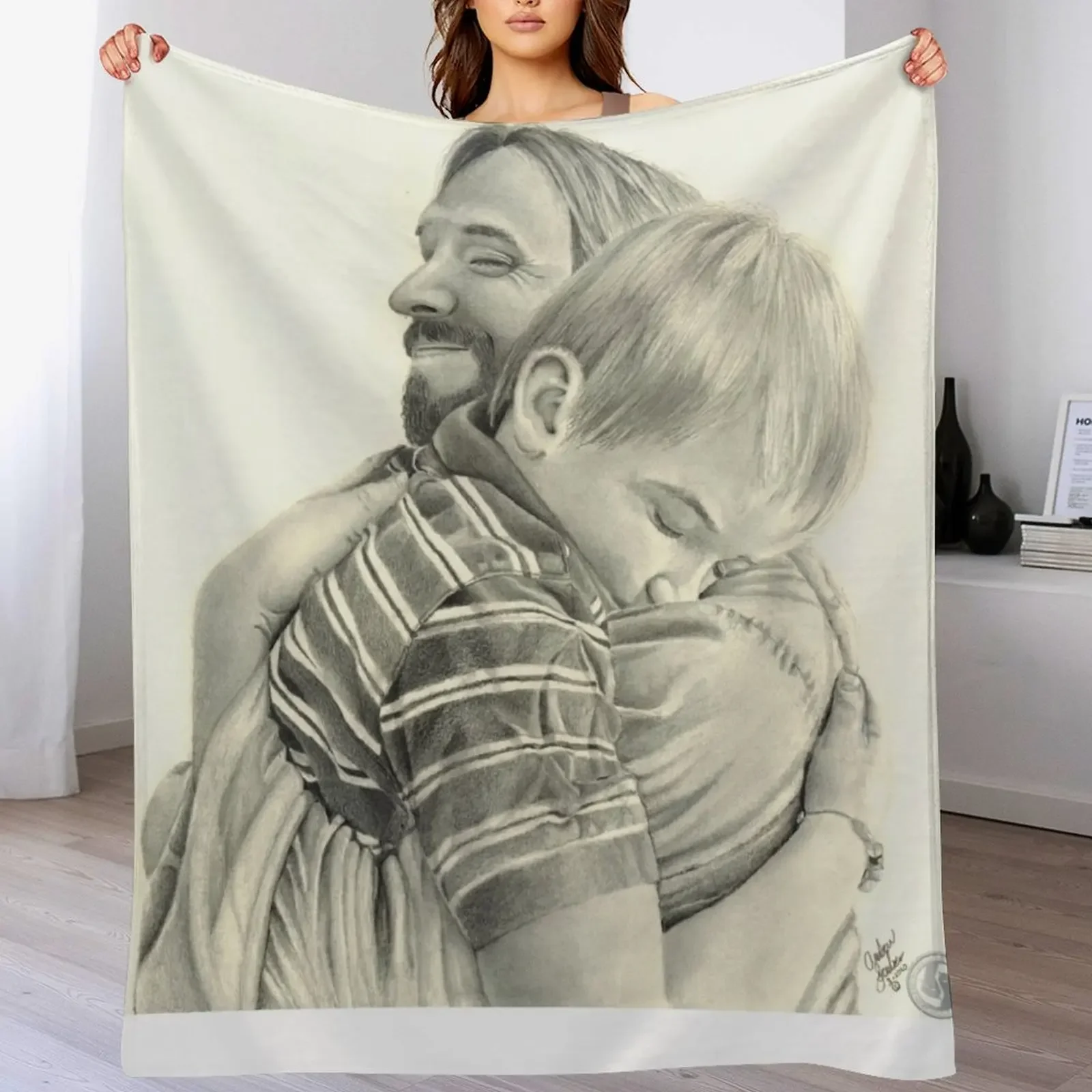 Jesus Hugging Young Boy Throw Blanket Foldable Soft Warm Blanket for Outdoor Use