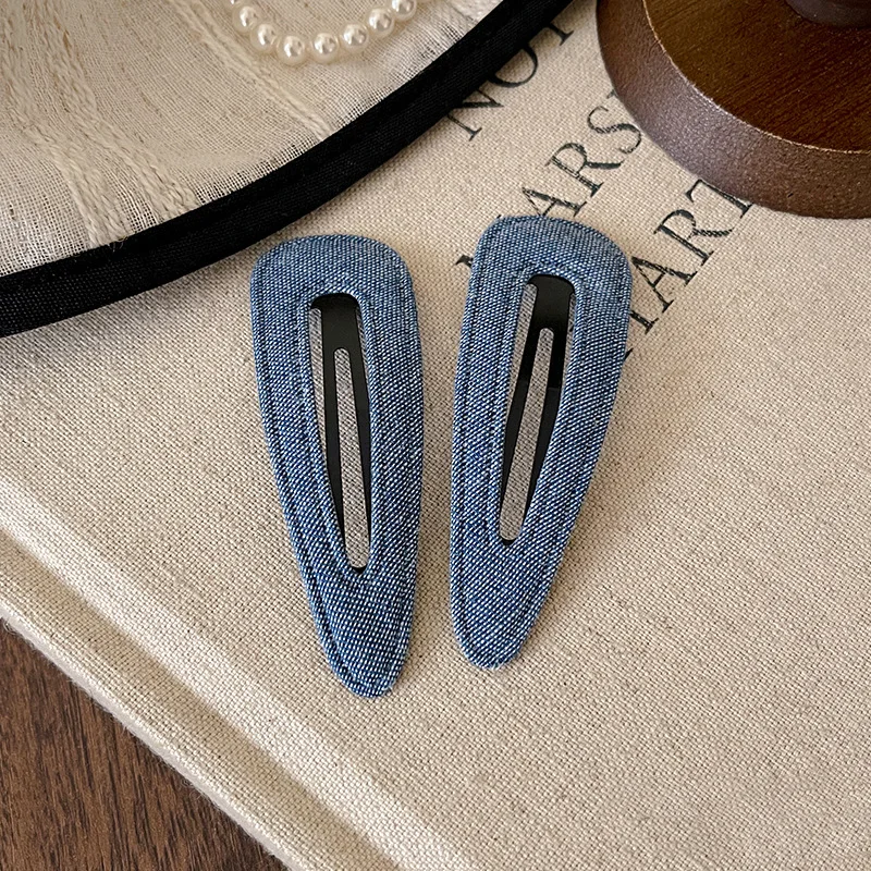 2 Stück/Set Niedliche Denim-Blaue Stern-Haarspangen für Mädchen Karierte Haarklammern Damen Wolken-Haarnadeln Kinder Pony-Stern-Clips Haaraccessoires – Detail 9