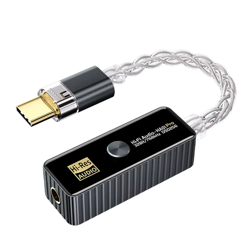 A32T-Audio Adapter Dual Chip CS43198+CT7601 Portable Professional Amplifier Dark Grey