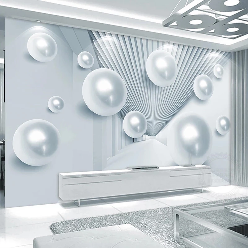 Custom Wallpaper 3D Space Circle Ball Creative Modern Blue Mural Geometry Living room sofa TV background wall bedroom restaurant