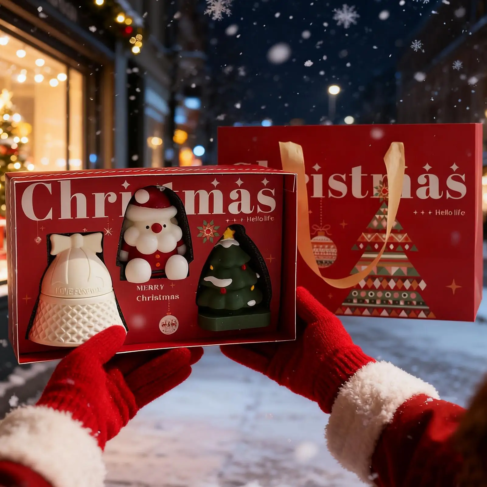 عطلة الشموع المعطرة 3 قطع جرس على شكل سانتا كلوز شجرة عيد الميلاد ديكور المنزل شمعة معطرة عطلة ديكور للطاولات للبالغين #4