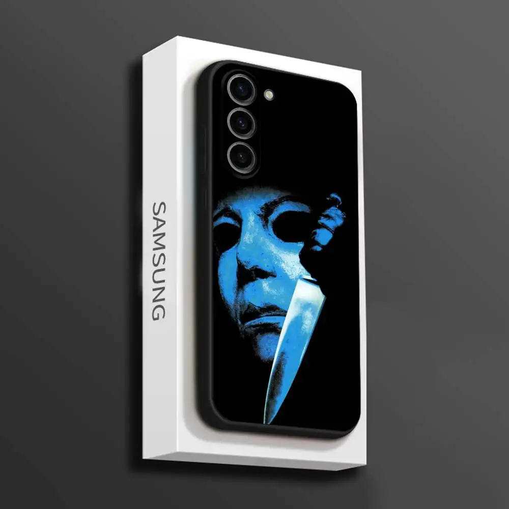 Casing Ponsel Halloween M-Michael Myers untuk Samsung Galaxy A 73,72,51,53,52,71,22,5G,Note,J7,8,9 Sampul Hitam Lembut