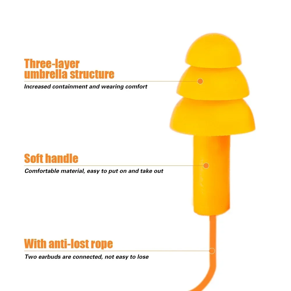 1-10Pairs Noise Cancelling Silicone Earplugs Reusable Earplug With Rope Waterproof Swimming Rubber Ear Plugs Come with Box