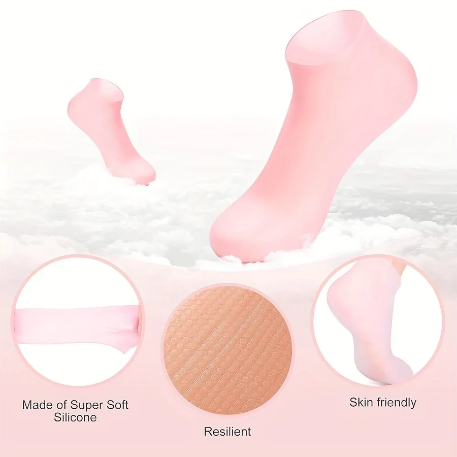 Silicone Gel Moisturizing Socks for Dry, Cracked Feet - Softening & Healing Foot Care, Waterproof Protective Covers