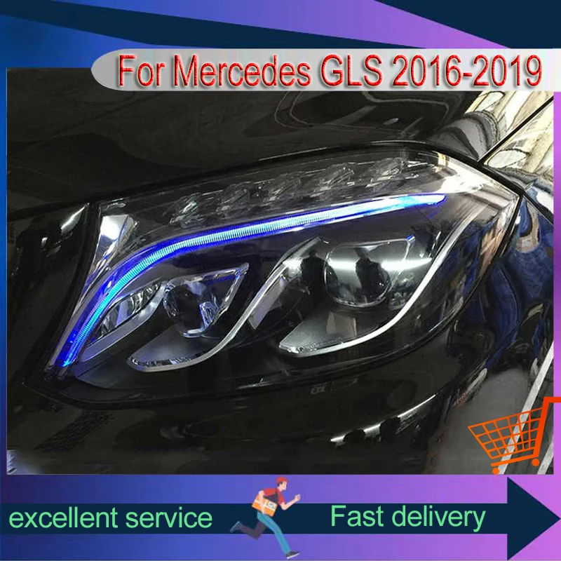 Car Styling For Mercedes Benz GLS 2016-2019 Front Lamp DRL Headlight Signal Highlight LED Bulbs Projector Lens Automatic Tools