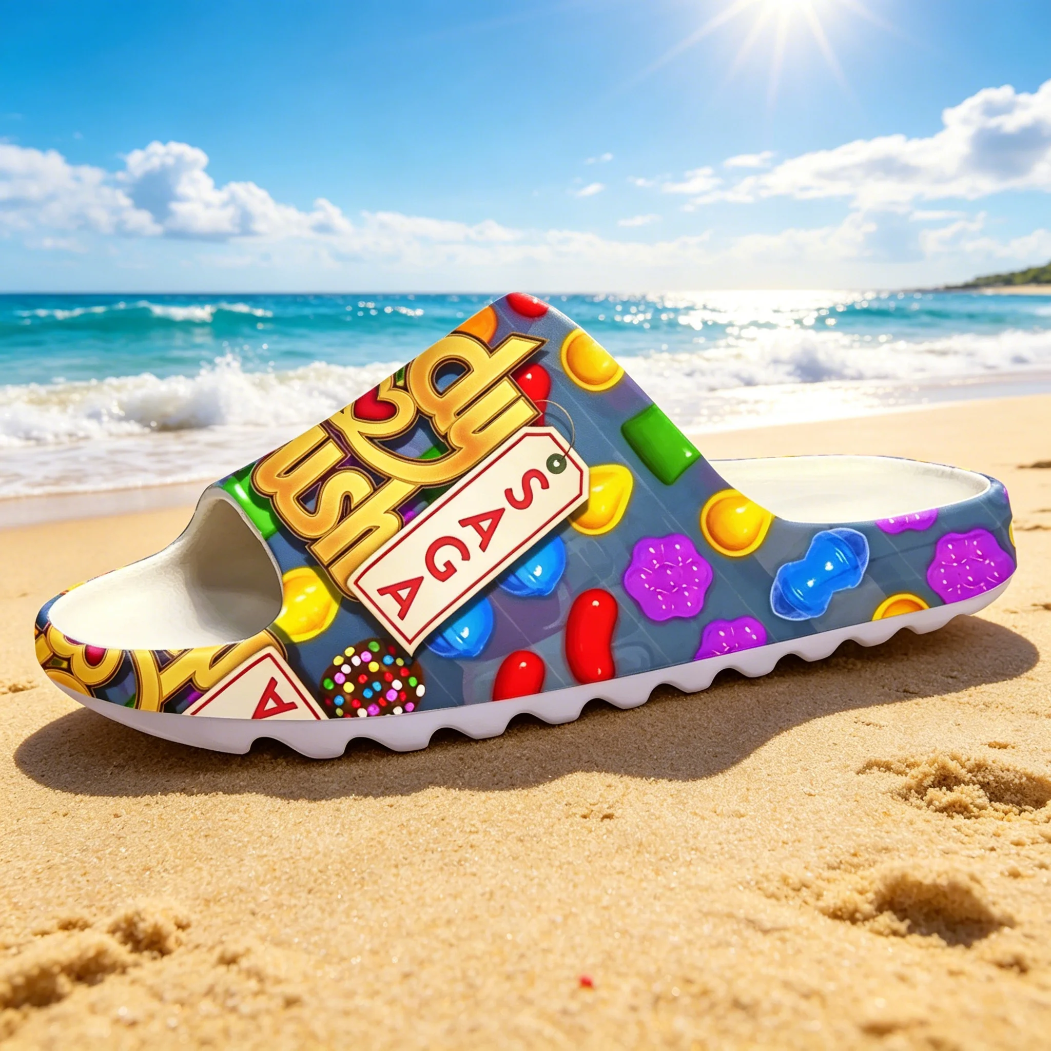 Men'S Shoes Yeezy - Candy Crush Printed Yeezy Style Slides,