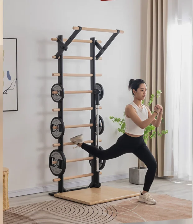 Versatile Indoor Home Workout Total Body Strength Training Fitness Equipment Steel Swedish Wall Ladder Bars Set with Pull Bar