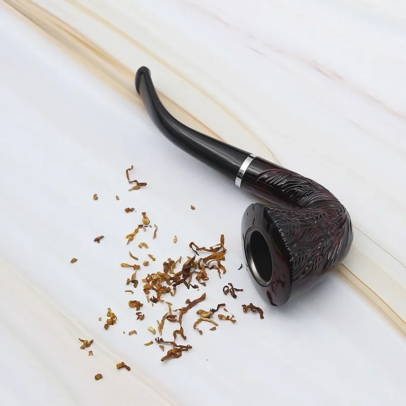 

2023 New Classic Curved engraving Pipe Chimney Filter Smoking Pipes Tobacco Pipe Cigar Grinder Smoke Mouthpiece