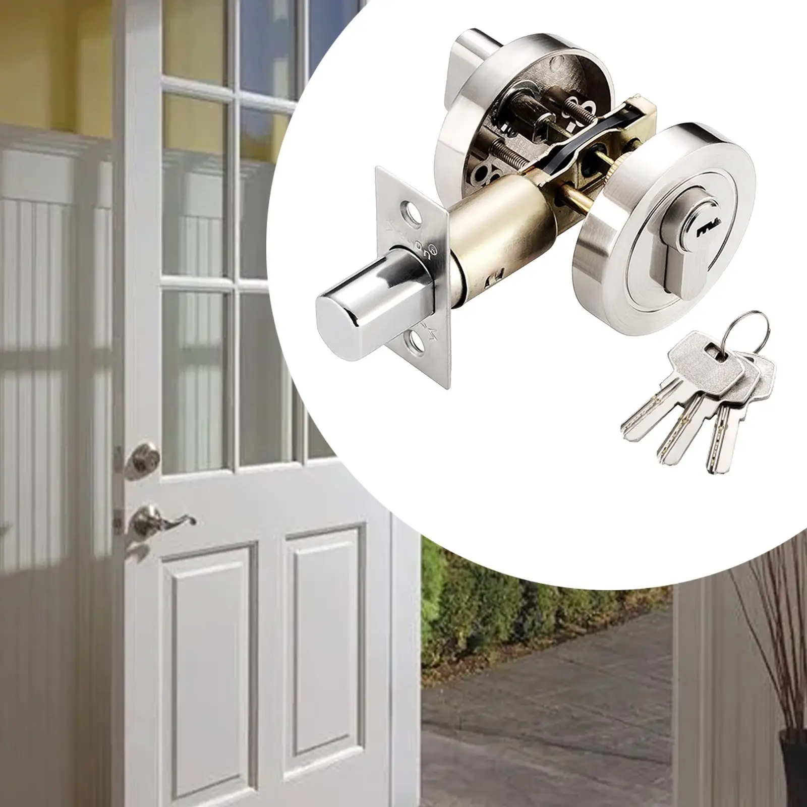 Deadbolt Door Lock with Keys for Gate Interior Exterior Door Hardware Front Door Security Lock for Flat Hotel Office Bathroom