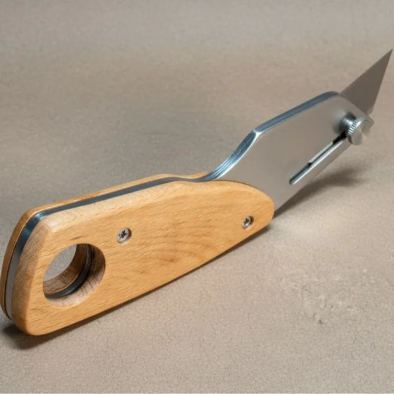 Cross-border professional cutting leather knives, trapezoidal handmade DIY leather leather goods, black walnut wooden handle
