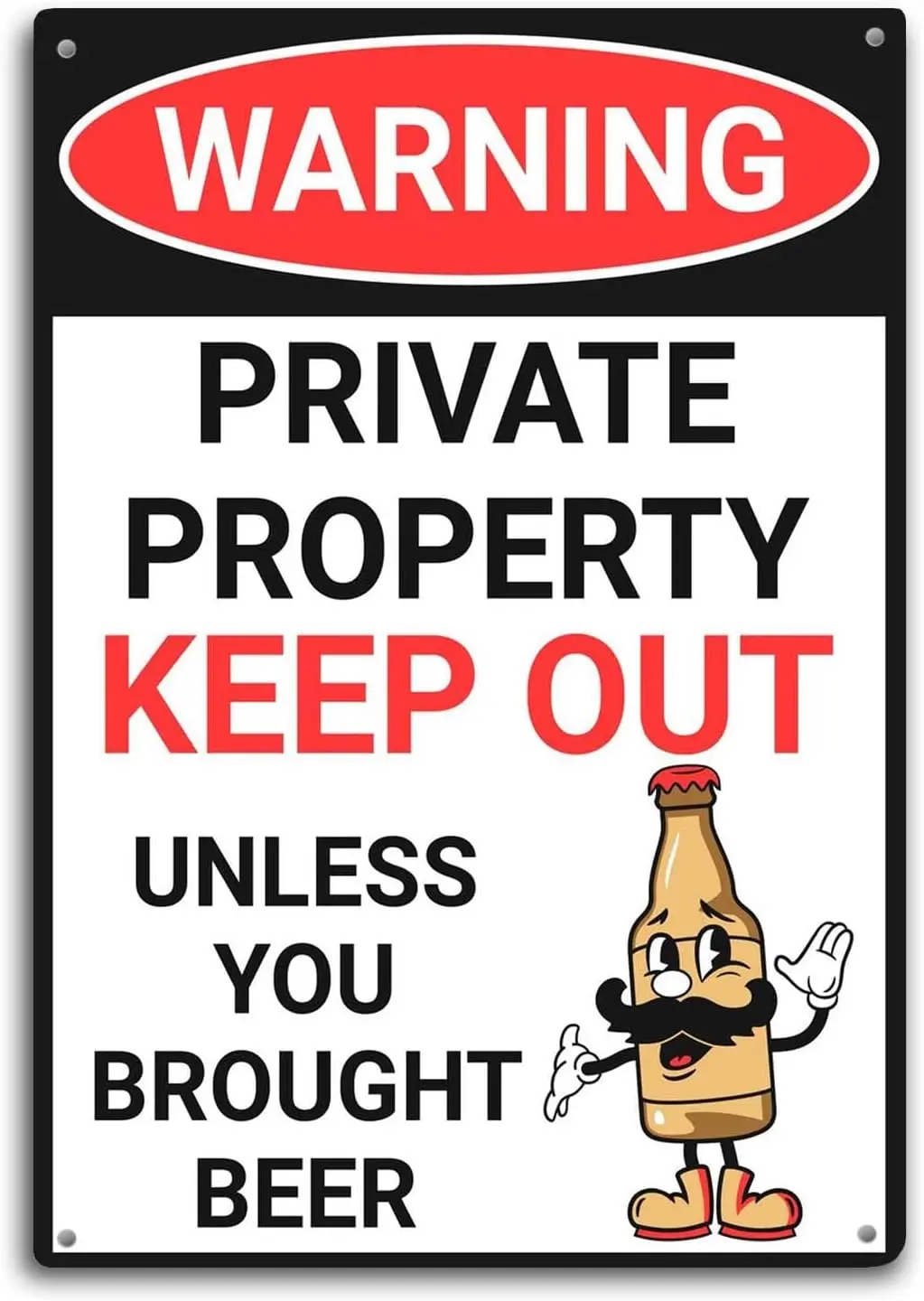 Warning Tin Sign Keep Out Unless You Brought Beer Decor Bathroom Wall Art Metal Poster Kitchen Garden Garage Indoor Outdoor sign