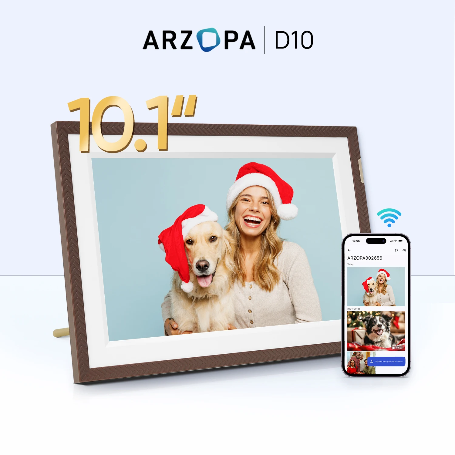 ARZOPA Cornice digitale da 10,1 pollici Smart WiFi Cornice per foto digitale da 32 GB con touch screen IPS 1280x800 per regali D10