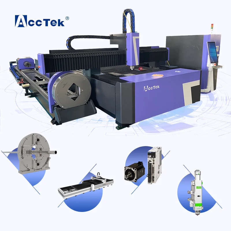 

Auto Rotary Axis Laser 2KW Metal Tube Pipe Steel Fiber Laser Cutter 1KW 3KW Cutting Machine Raycus Max Laser Source