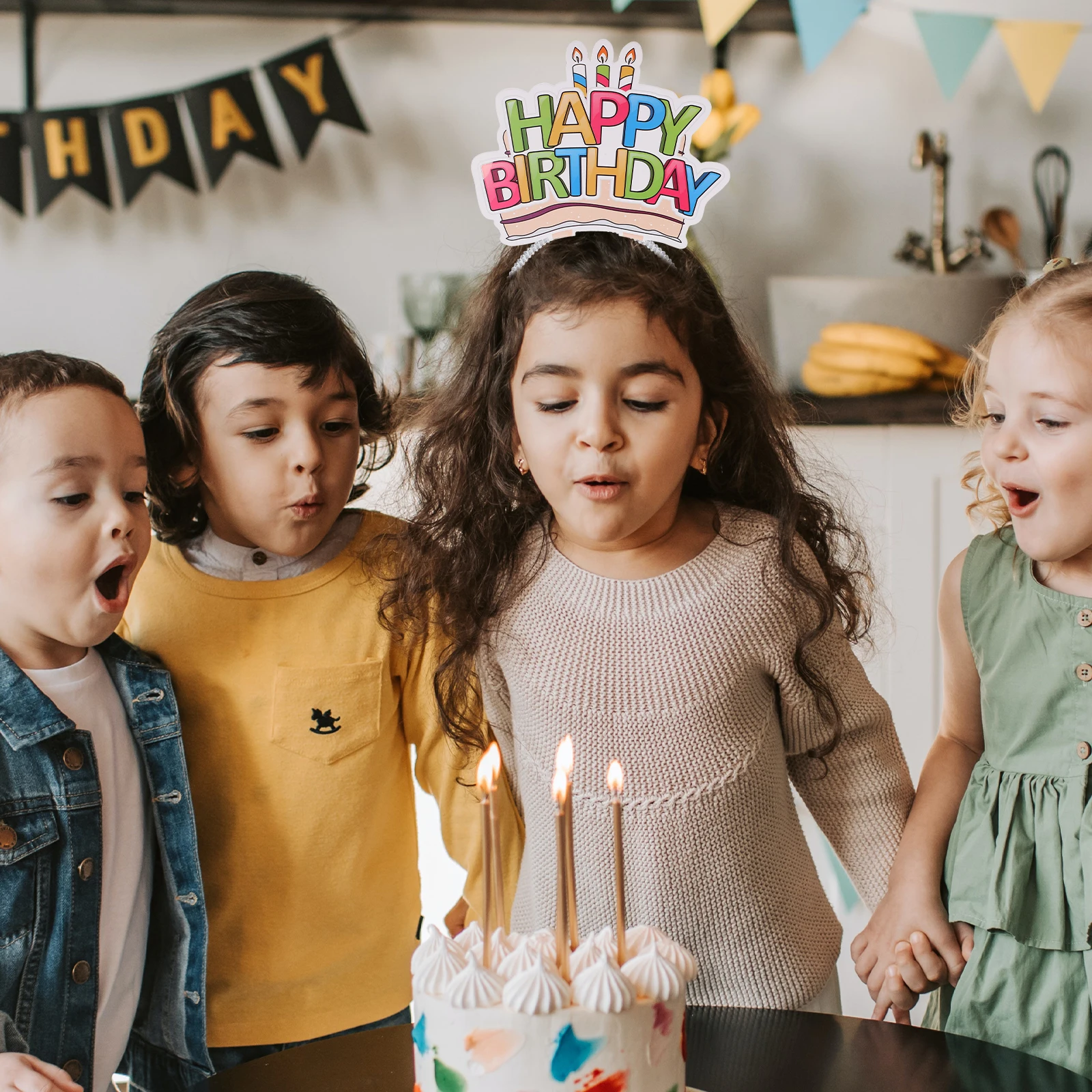 

6Pcs Birthday Party Headbands Adorable Paper Hair Decor for Women Celebration Photo Props Accessory Birthday Headband