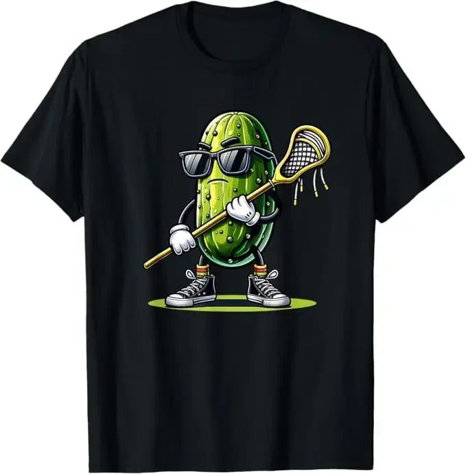 

Pickle Playing Lacrosse Funny Sports Trendy For Boys T-Shirt