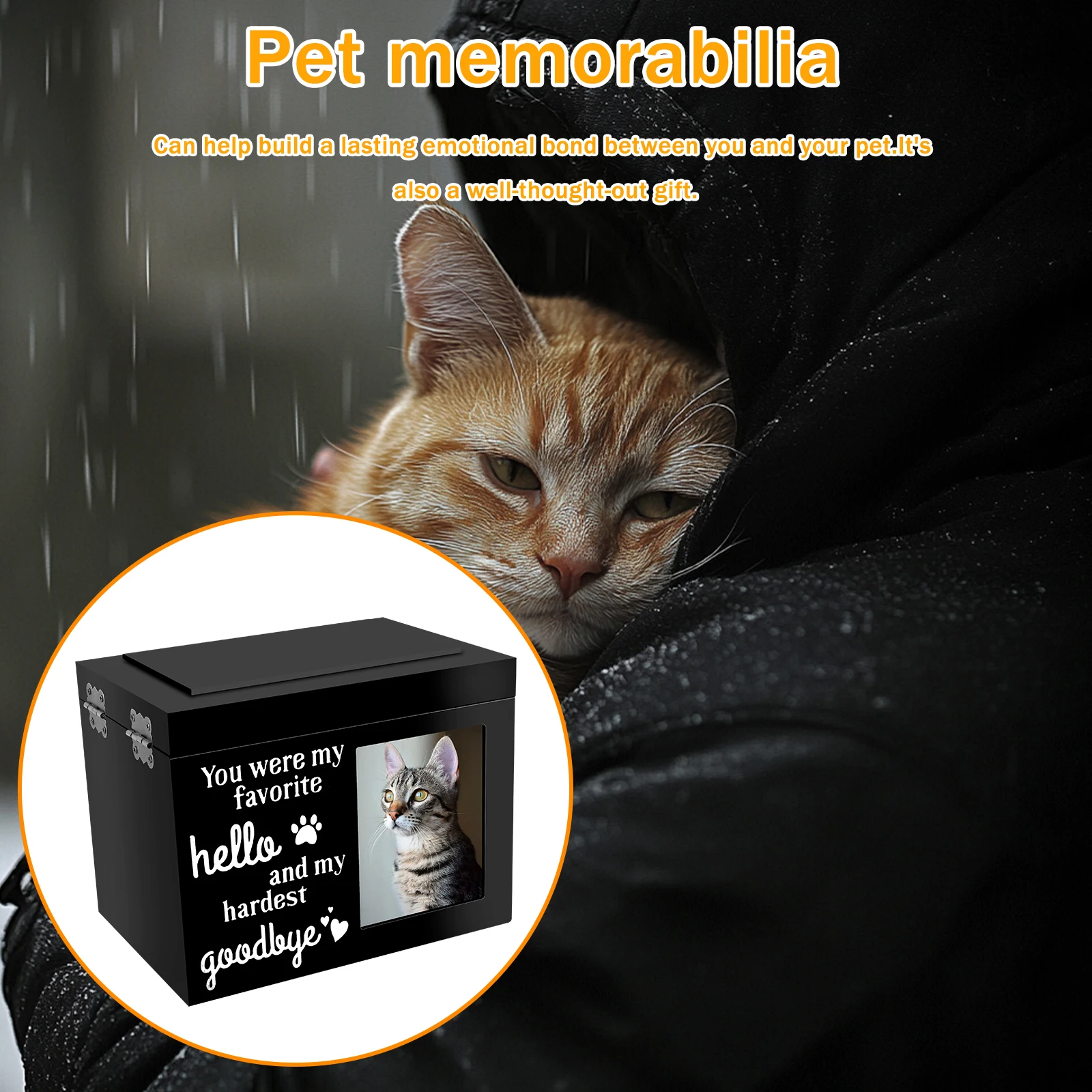 Urna conmemorativa para mascotas para cenizas de perros o gatos con marco de fotos Urna de madera para perros Urna para mascotas personalizada Caja de memoria de recuerdo conmemorativo para mascotas con