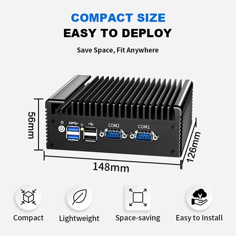 토포튼 팬리스 방화벽 미니 PC 인텔 코어 i3 N305 N100 DDR5 2xM.2 NVMe 4x i226-V 2.5G LAN 8xUSB 산업용 컴퓨터 NAS 서버 썸네일 3
