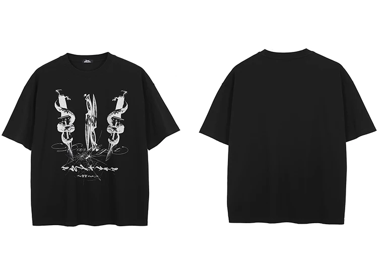 Snake Dagger Graphic T-Shirt S79b21c7168684e1283ac366a789fd74da