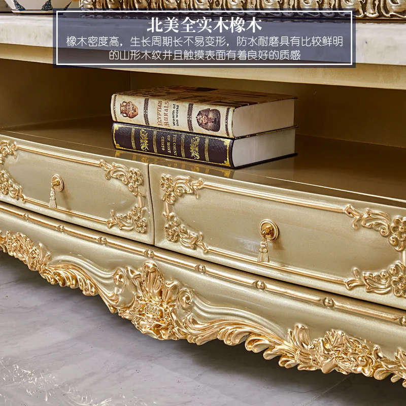

European TV , American luxury villa living room coffee table floor combination large apartment all solid wood TV