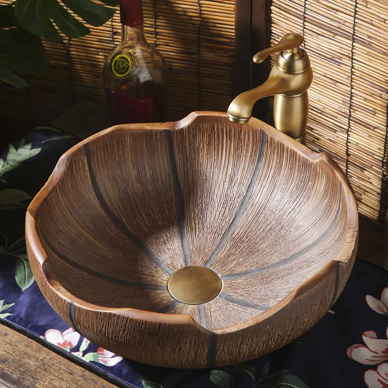 American rural ceramic washbasin, personalized creative art washbasin, Chinese washbasin, B & B style retro washbasin