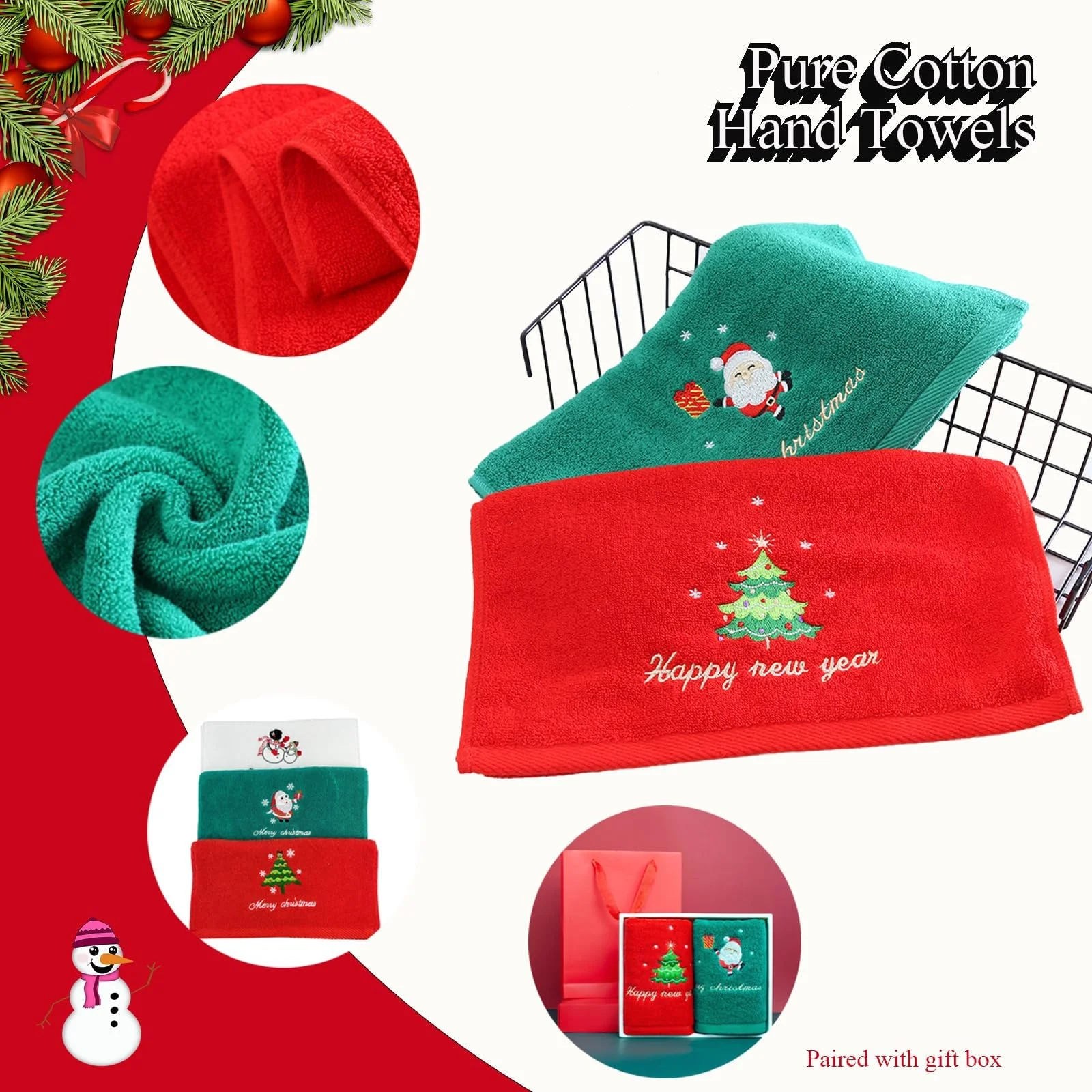 

New Xmas Face Towel Christmas Decor Red Santa Claus New Year Gift Home Bathroom Washing Hand Face Towel Cloth Washing Cloth