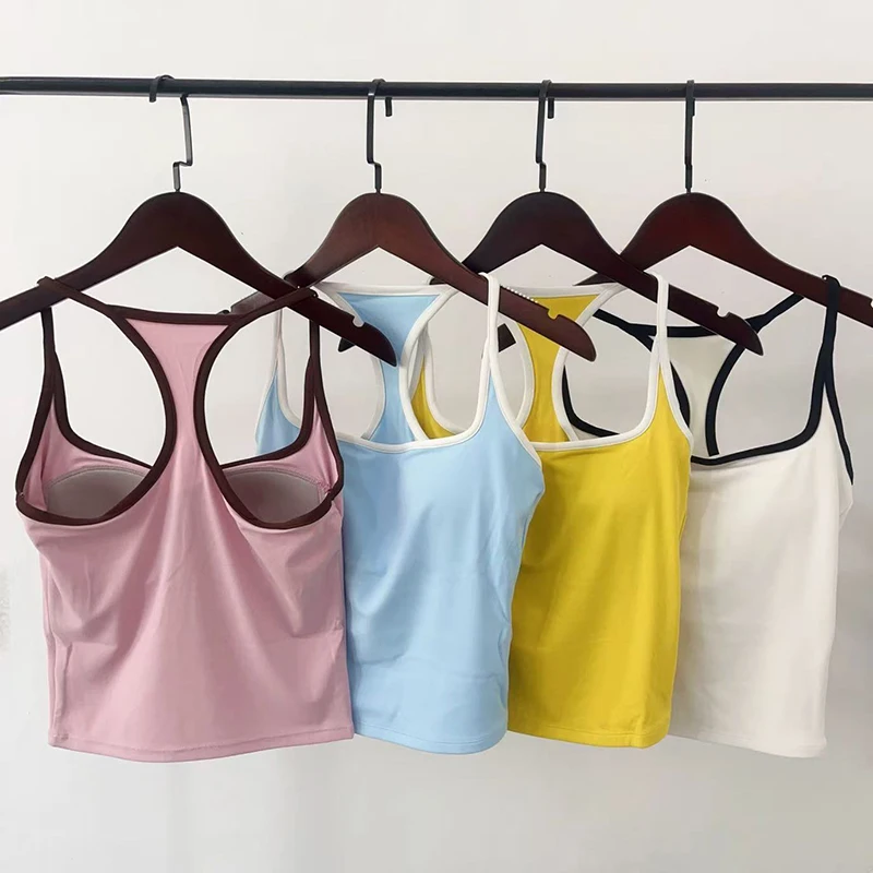 

Women's Cross-Back Yoga Sports Vest One-Piece Cup Versatile Training Fitness Bra Colorful Fitness Clothing for Active Women