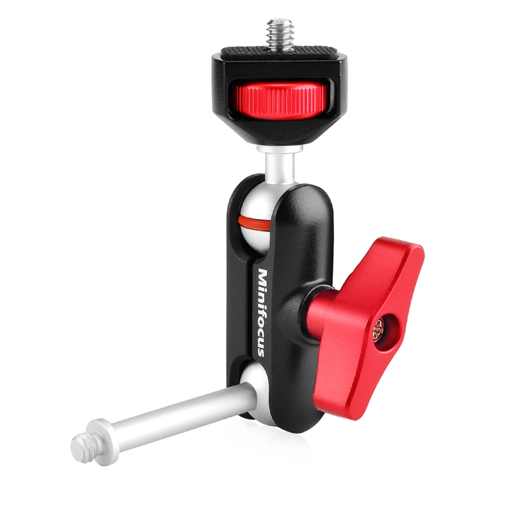 Mini brazo mágico con cabeza de bola Dual, trípode ajustable, brazo mágico con Monitor de campo de tornillo de 1/4 pulgadas, montaje para jaula de cámara, micrófono, luz LED