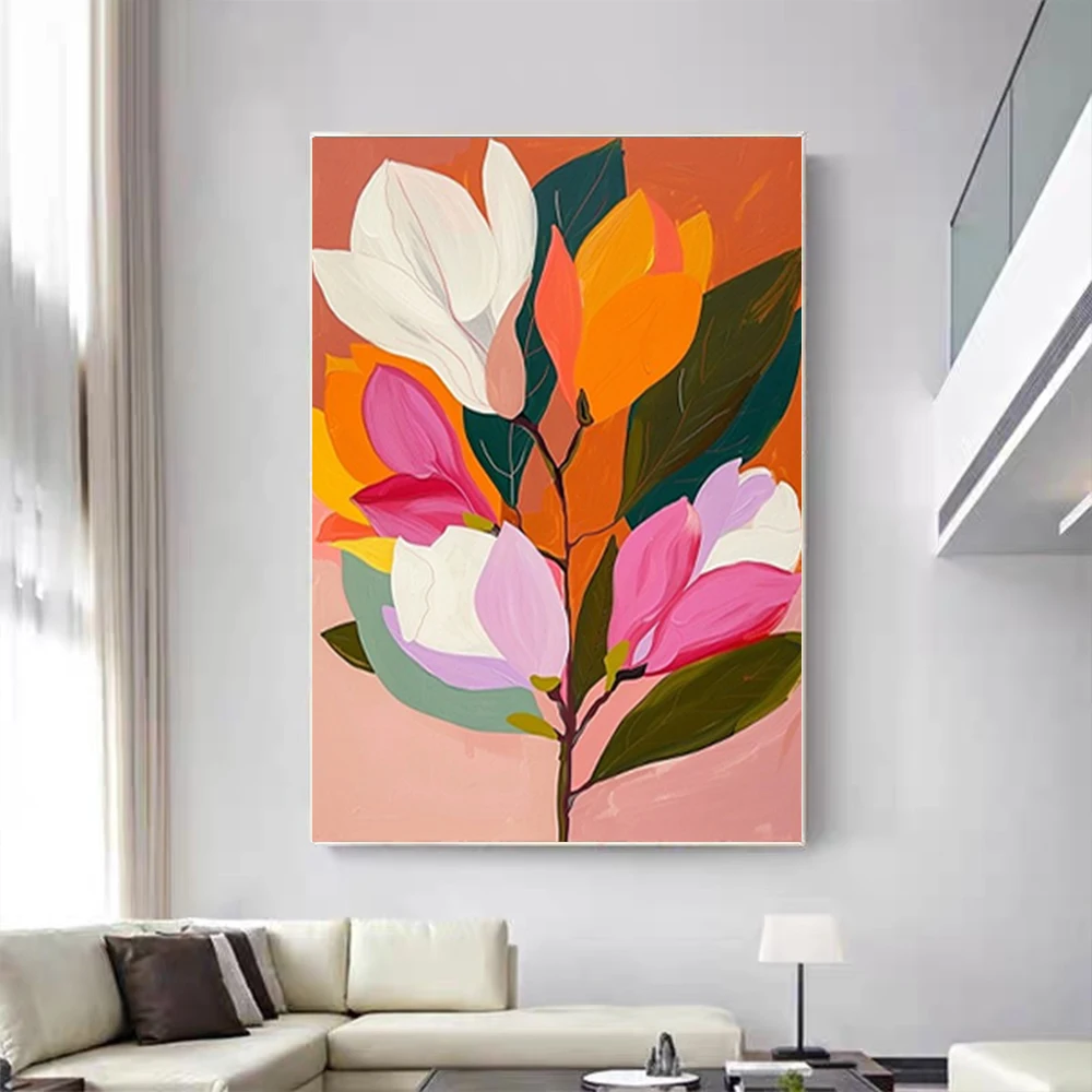 New Product Hot Sale Snow Mountain Flower Color Canvas Oil Painting Handmade Wall Drawing Decoration Art Poster In Room Pendant