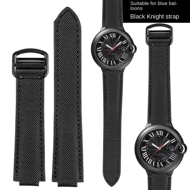 18-11mm 20-12mm Watch strap for C.artier Blue Balloon Black Knight  nylon watch strap with convex interface canvas watch strap