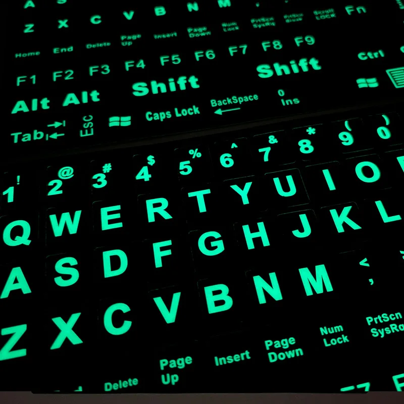 SR ENGLISH 2 Language Full Keyboard Smooth Black Background Standard Keyboard Sticker Letter Film for PC Laptop Accessories