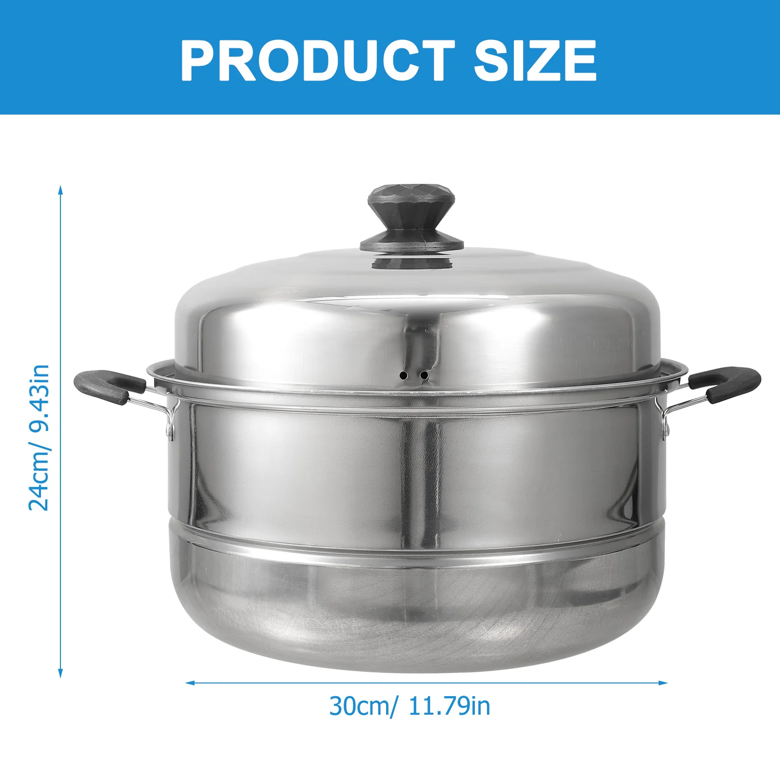 Induction Steamer Pan with Lid Stainless Steel Pot Double-layered Stockpot Dumpling