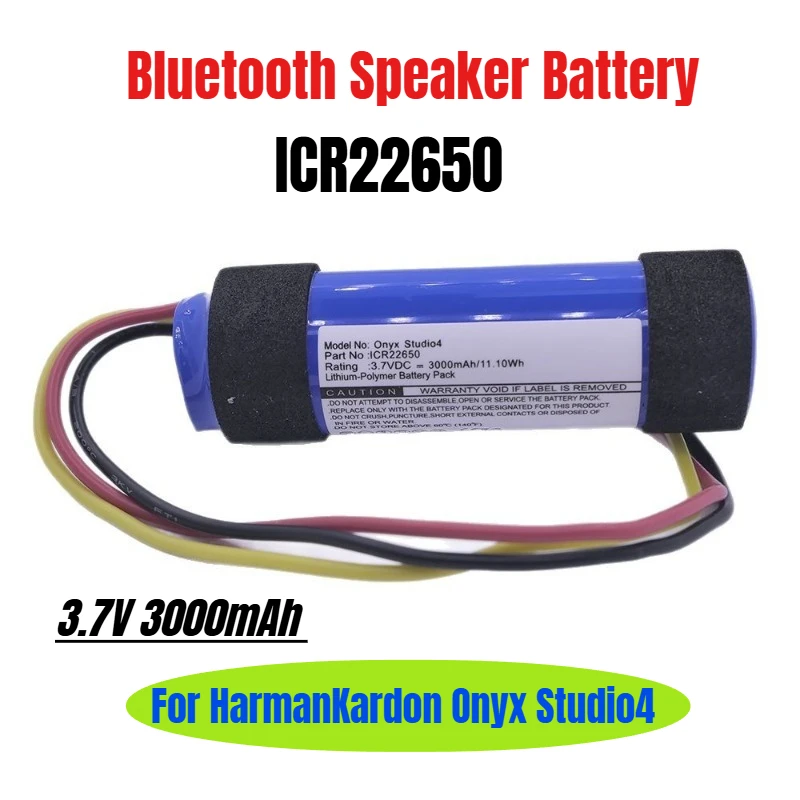 

3.7V 3000mAh for HarmanKardon Onyx Studio4 Bluetooth Speaker Battery ICR22650