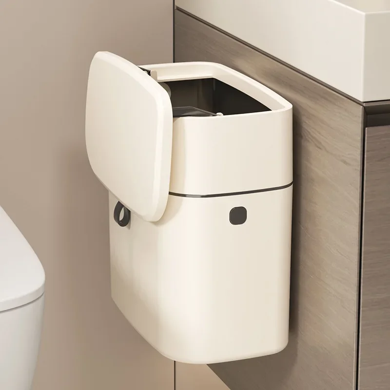 Convenient Hanging Trash Can for Household Toilets - Stylish Design with Large Capacity Two Size Available 7L & 9L