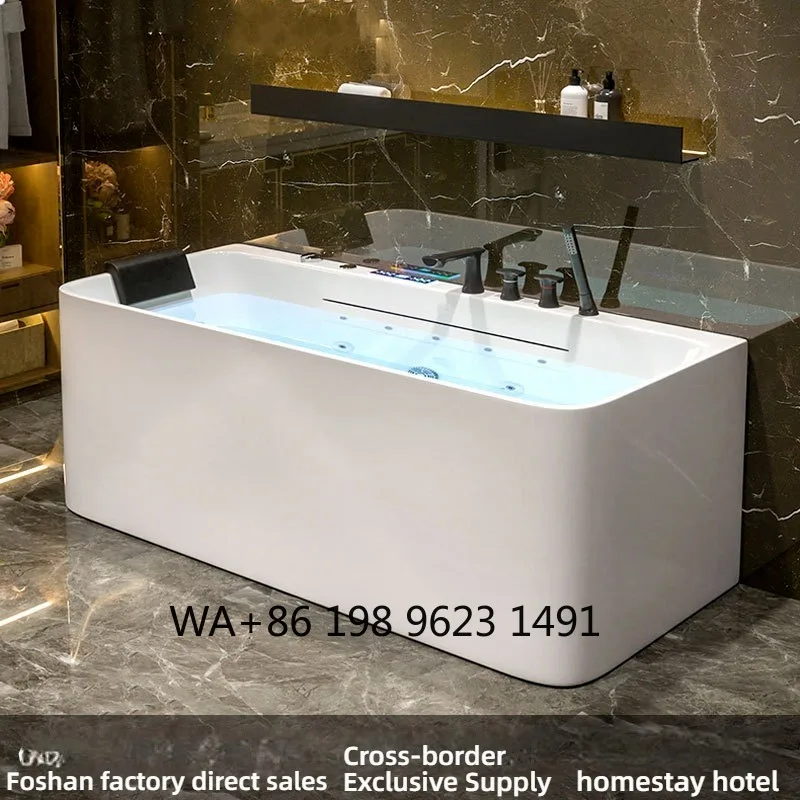 Seamless Integrated Freestanding Acrylic Bathtub Premium Material High Gloss Surface Boutique Hotel Master Bathroom Soaking Tub