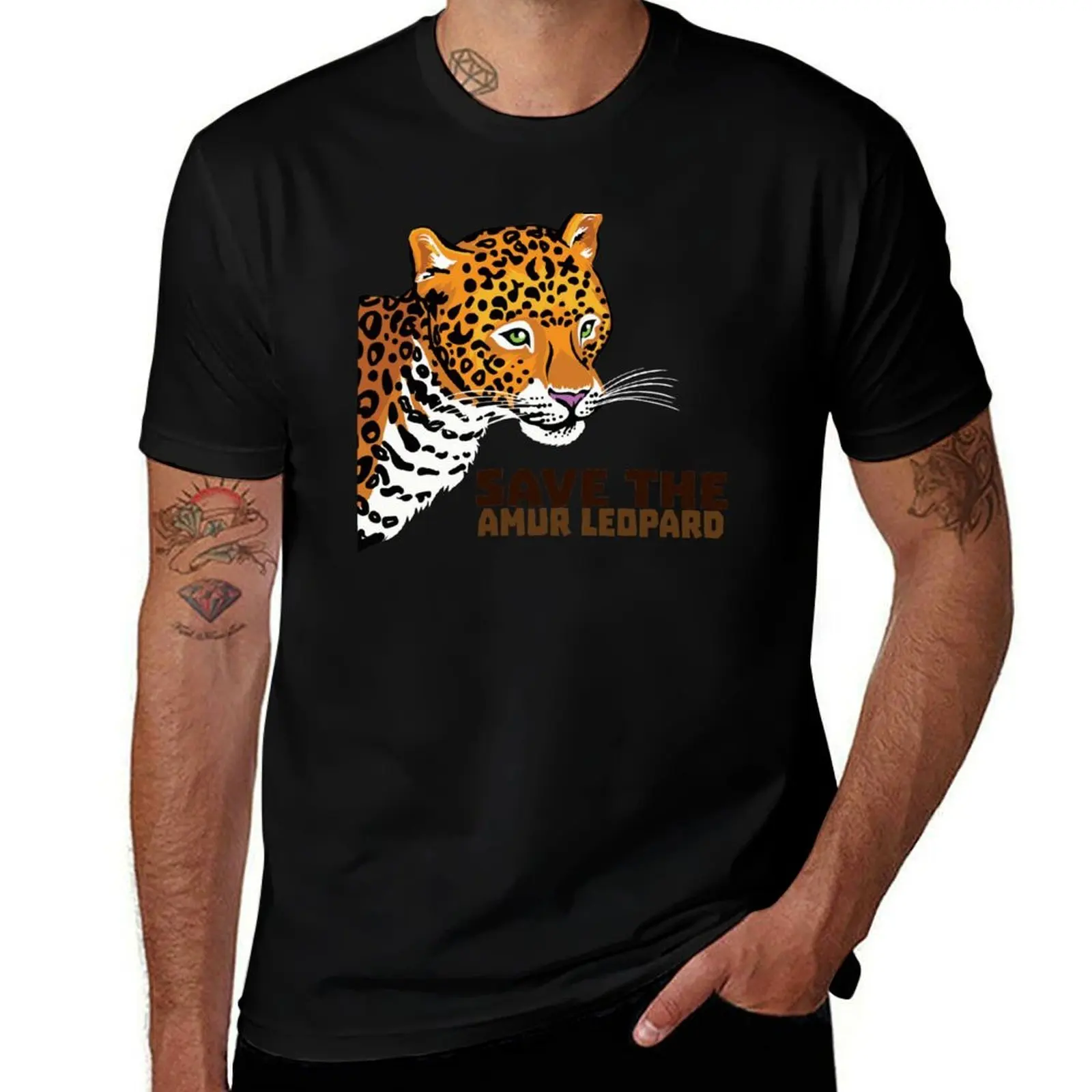 

Save the Amur Leopard T-Shirt man t shirt summer printed t shirts for man T-Shirt
