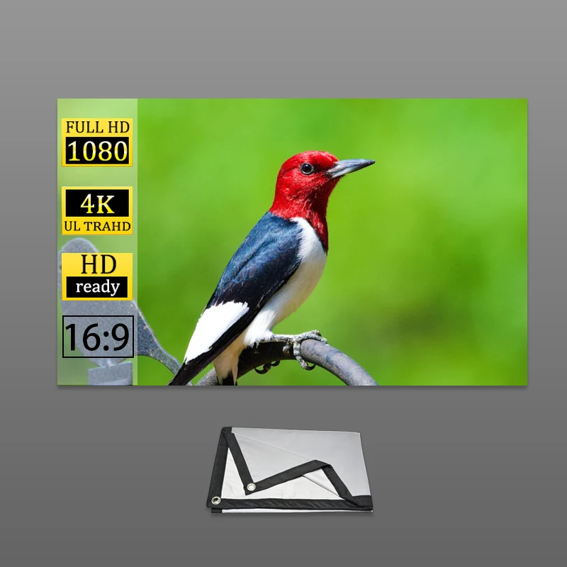 60-110 inch simple 16:9 foldable and movable, easy to wall mount metal anti light screen, outdoor projection screen
