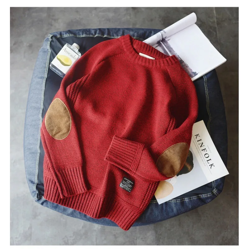 Suéter grueso de punto para hombre, versión coreana, parche guapo de gángster, cálido, Otoño e Invierno