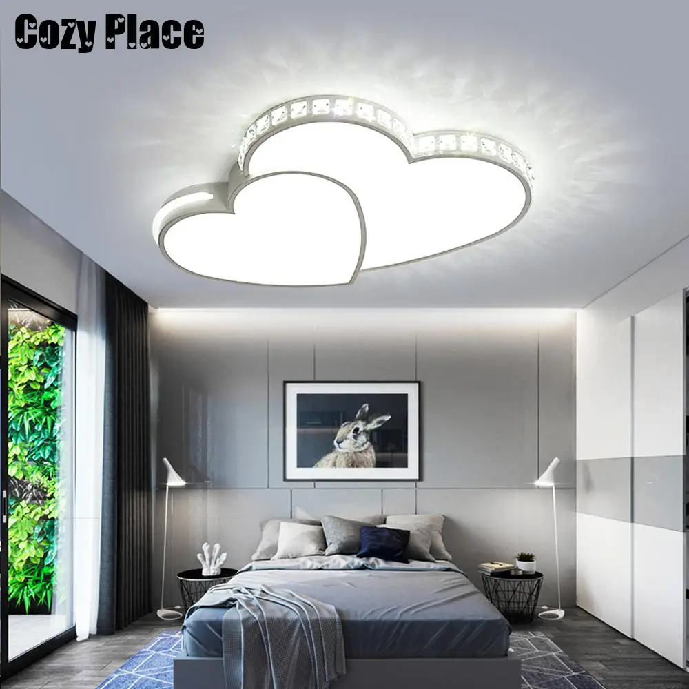 Heart-shaped Ceiling Light Creative LED Lighting Fixture for Children\'s Room Crystal Home Decor Chandelier Cartoon Ceiling Lamp