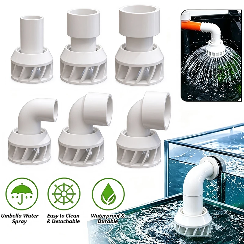 20/25/32mm Aquarium Filter Screen Rotatable Slotted Spray Outlet Strainer Straight & Elbow Connector Fish Tank Water Pipe Outlet