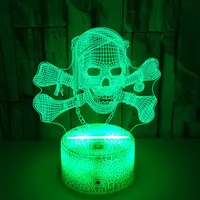 3D Skull Night Light Lamp 7 Colors Changing LED Nightlight Room Decor Table Desk Lamps Birthday Halloween Gifts for Kids Boys