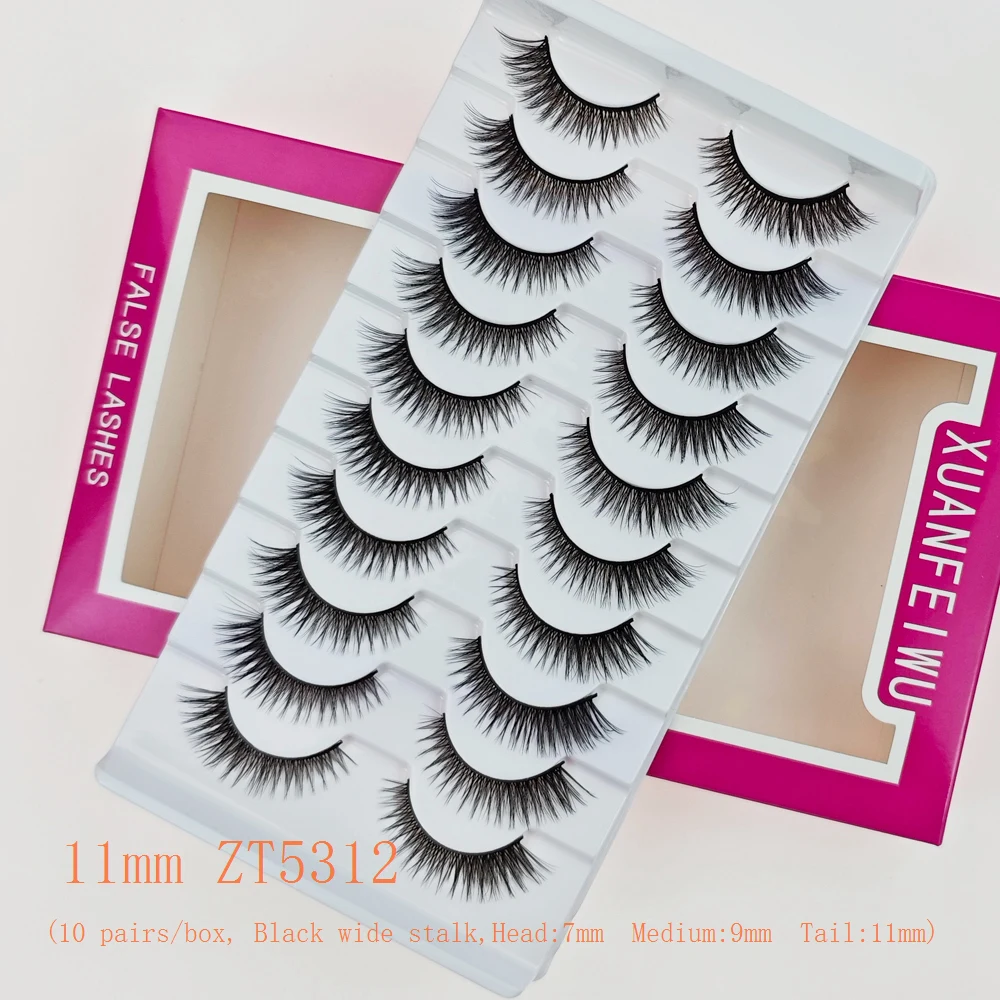 Xuanfeiwu Ciglia a stelo duro allungate con coda inclinata in stile volpe, trucco monopezzo Ciglia finte naturali per spettacoli teatrali, Ciglia realistiche per cosplay per feste