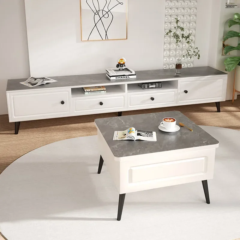 Small apartment lift coffee table dining table dual-purpose multi-functional household living room dining table integrated foldi