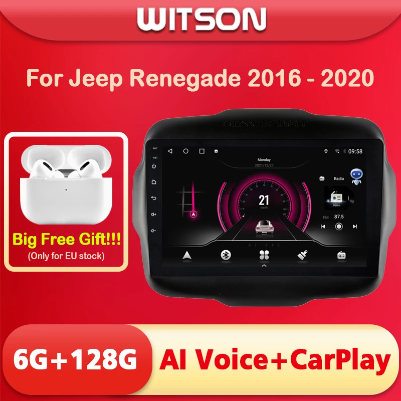 

WITSON 9'' Radio Car Android 12 Stereo FOR JEEP RENEGADE 2016 2017 2018 Multimedia GPS Navigation stereo CarPlay 4G Modem