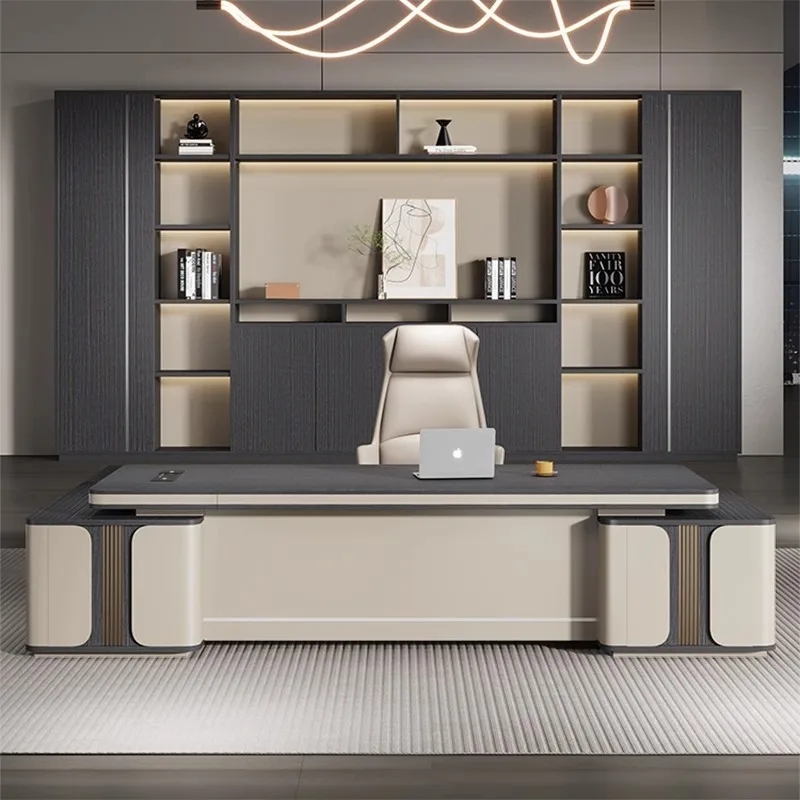 

Modern Boss And Chair Combination Single Manager Supervisor President Desk Executive Office Desk Luxury Computer Tables L Shape