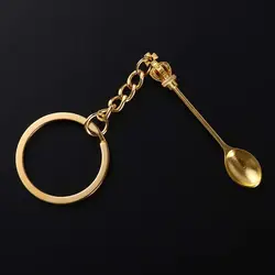 Creative Crown Tea Spoon Keychain DIY Metal Holder Chain Vintage Kitchen Spoon Pendant Gift