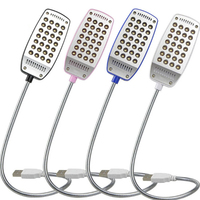 USB LED Book Light 28 LEDs Flexible Eye Protection Reading Lamp AdjustableTable Lights 4 Colors For Bedroom Study Lighting