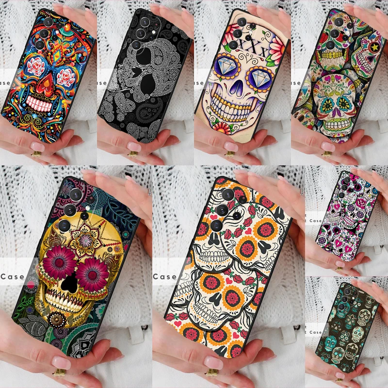 Mexican Skull Flower Phone Cover Case for Samsung Galaxy S26 Ultra S20 FE Note 10 S24 S23 S21 S25 Plus S22