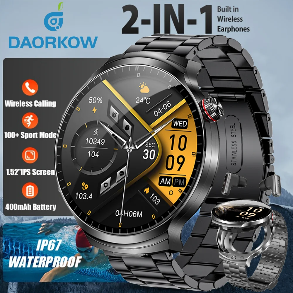 

For Xiaomi New 2 in 1 Smart Watch With Earbuds Smartwatch TWS Bluetooth Earphone Heart Rate Blood Oxygen Monitor Sports Watch
