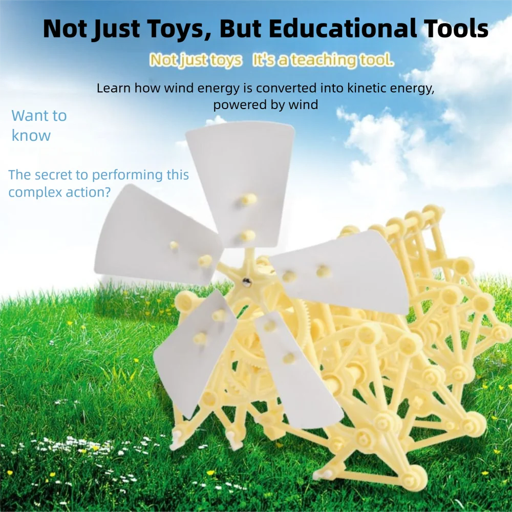 Creative DIY Toy Robot Interesting Wind Powered Wind Energy Powered Toy Educational Features Mini Strandbeest Model Gift